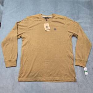 GH Bass & Co Brown Waffle Knit Thermal Base Layer Long Sleeve Crew Shirt Sz L